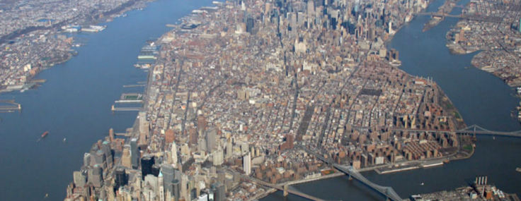 Midtown and Downtown Manhattan.