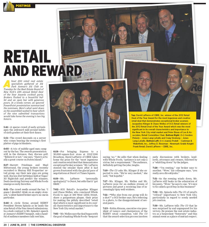 REBNY Retail Deal of the Year Awards, Minute By Minute Commercial