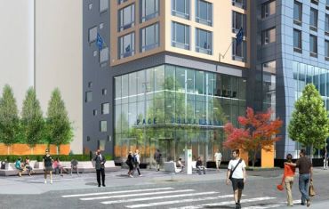 Rendering of the Pace dorm and public space at 33 Beekman Street. (Credit: Naftali Groups website)