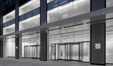 A rendering of 1290 Avenue of the Americas with Neuberger Berman branding.