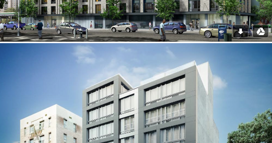 Renderings for 120 Union Avenue (above) and 577 Baltic Street.