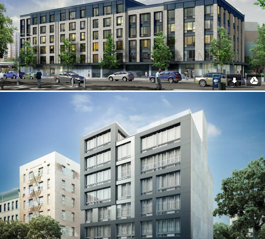 Renderings for 120 Union Avenue (above) and 577 Baltic Street.