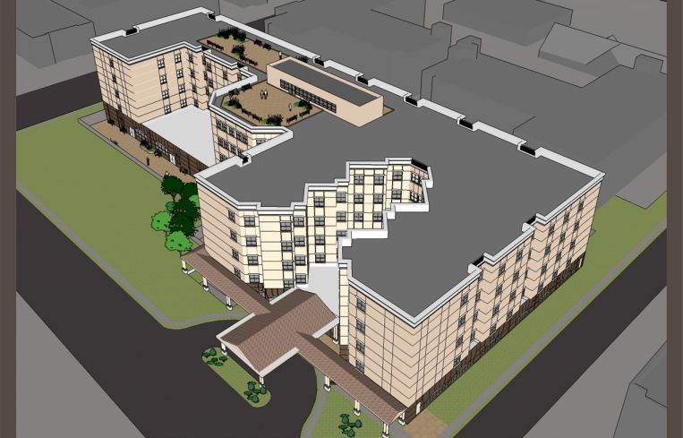 Woodmere Rehabilitation and Healthcare Facility rendering.