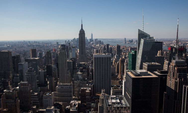 The skyline of Manhattan, seen looking southbound from the top of Rockefeller Center, is seen on March 21, 2014 in New York City. After a cold, unusually snowy winter, spring is finally arriving in New York City.