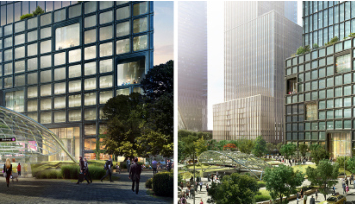 Renderings of 55 Hudson Yards. 