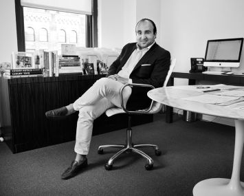Steven Kamali of Steven Kamali Hospitality in his office (Photo: Celeste Sloman/ for Commercial Observer).