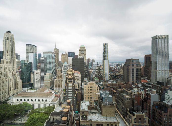 Buildings surrounding Bryant Park in the distance (Photo: Sasha Mazlov/For Commercial Observer).