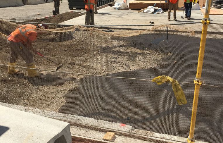 A platform is being constructed over the Long Island Rail Road, which will continue to use the site as a depot for the trains.
