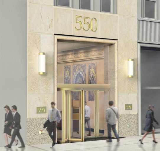 Image of the exterior of 550 Seventh Avenue. 