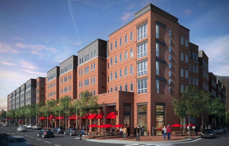 Rendering of Stanhope Student Apartments.