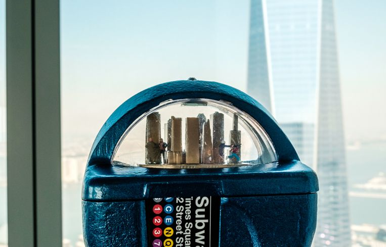 Mr. Stojak refashions parking meters from the 67th floor of 4 World Trade Center (Photo: Chris Sorenson for Commercial Observer).