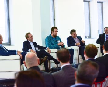 Christopher Schlank of Savanna, David Falk of Newmark Grubb Knight Frank, Miguel McKelvey of WeWork, Robert Lapidus of L&L Holding Company, Jonathan Mechanic of Fried Frank (Photo: Sean Zanni/PMC).
