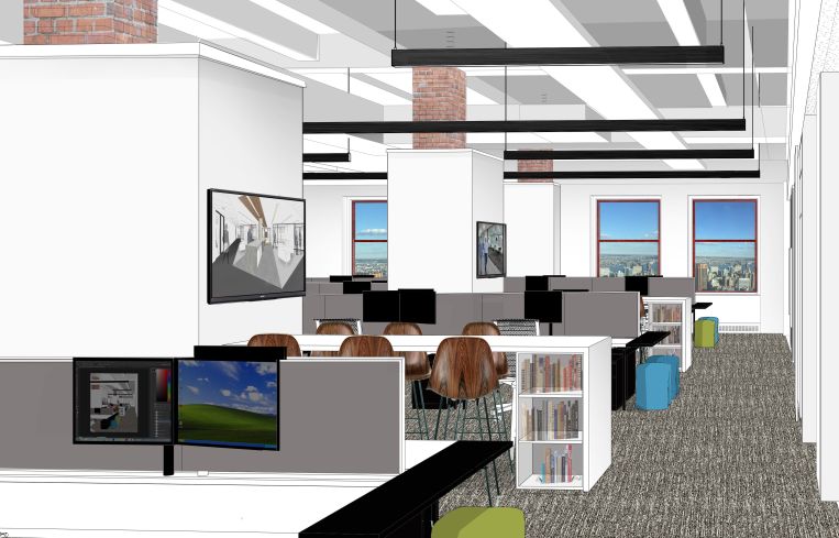 Workstations will be more open after the renovations (Rendering: Corgan).