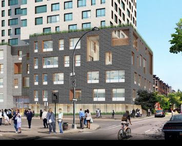 Marvel Architects used nine shades of gray for the new public school at 664 Pacific Street.