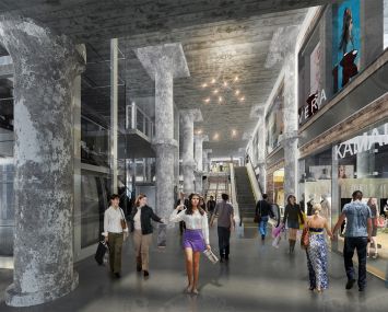 Rendering of the lobby at Liberty View Industrial Plaza designed by Larry Rosenbloom of Zyscovich Architects.