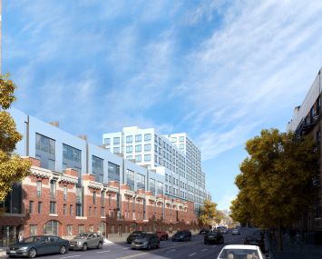 President Street angle of the redeveloped Bedford Union Armory (Rendering: BFC Partners).