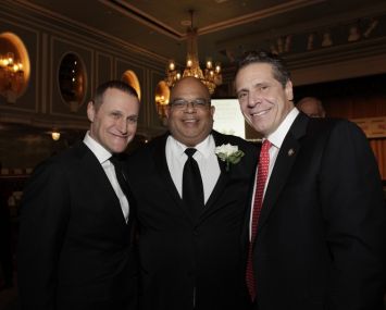 REBNY Chairman Rob Speyer, left, REBNY President John Banks, center, and Gov. Andrew Cuomo.