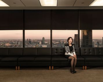 Helen Hwang in Meridian Investment Sales's Third Avenue offices (Photo: Sasha Maslov/for Commercial Observer).