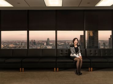 Helen Hwang in Meridian Investment Sales's Third Avenue offices (Photo: Sasha Maslov/for Commercial Observer).