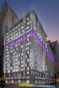A rendering of the Marriott Moxy Hotel at 485 Seventh Avenue.