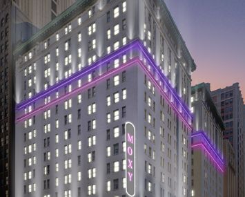 A rendering of the Marriott Moxy Hotel at 485 Seventh Avenue.
