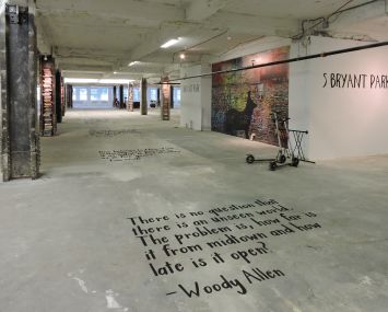 Quotes from Woody Allen and other celebs about New York City have been slathered on the floor (Photo: Kevin Chu and Sharon Mclaughlin).