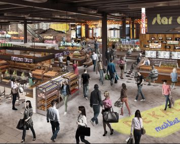 Rendering of DeKalb Market Hall at City Point in Downtown Brooklyn.