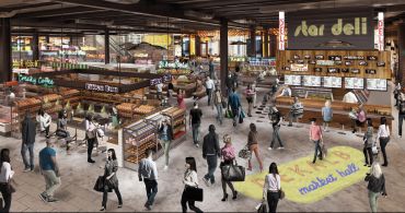 Rendering of DeKalb Market Hall at City Point in Downtown Brooklyn.
