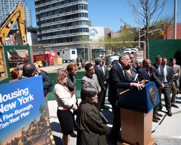Mayor Bill de Blasio unveiling his affordable housing plan (Photo: Ed Reed for the Office of Mayor Bill de Blasio).