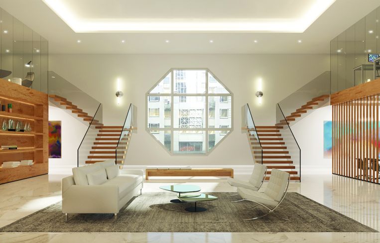 A rendering of what a potential tenant can do with the area between the second and third floors (Rendering: Real Estate Arts).