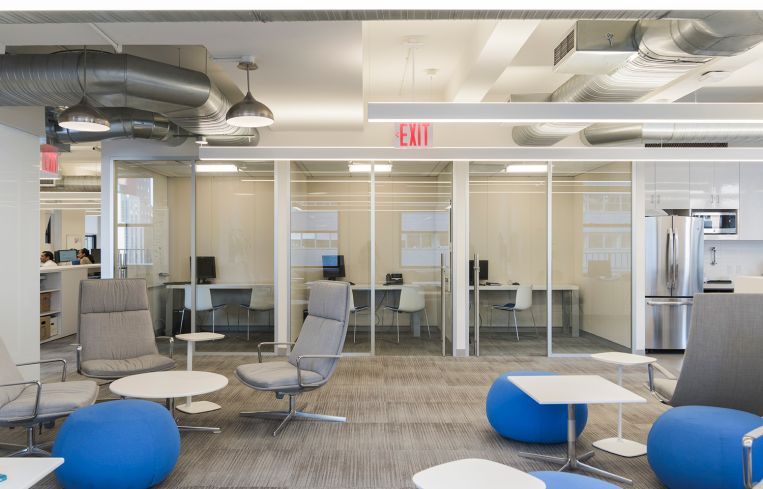 The lounge area (Photo: Sasha Maslov/ For Commercial Observer).