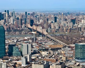 28-10 Queens Plaza South and Two Gotham Center (Photo: CoStar Group).