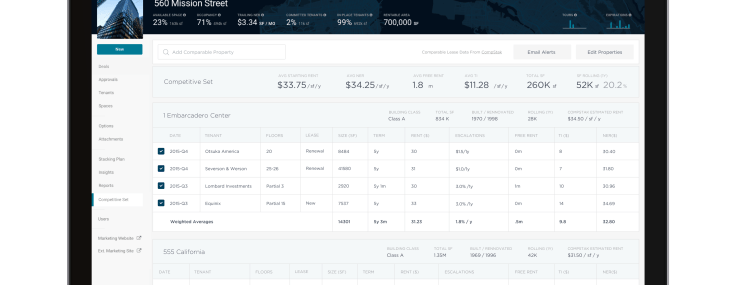 Hightower's platform with CompStak data (Image: Hightower). 