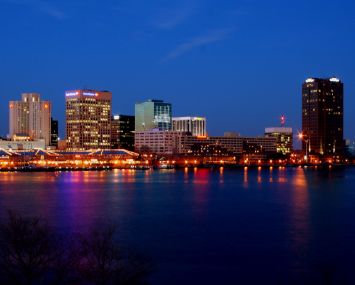 A view of the Dominion Tower from the Elizabeth River.