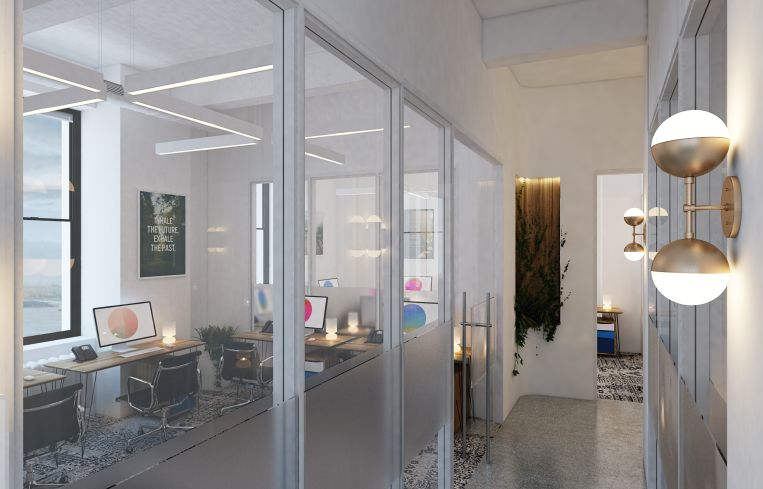 Some private offices will be big enough to one up to 10 people (Rendering: Primary).