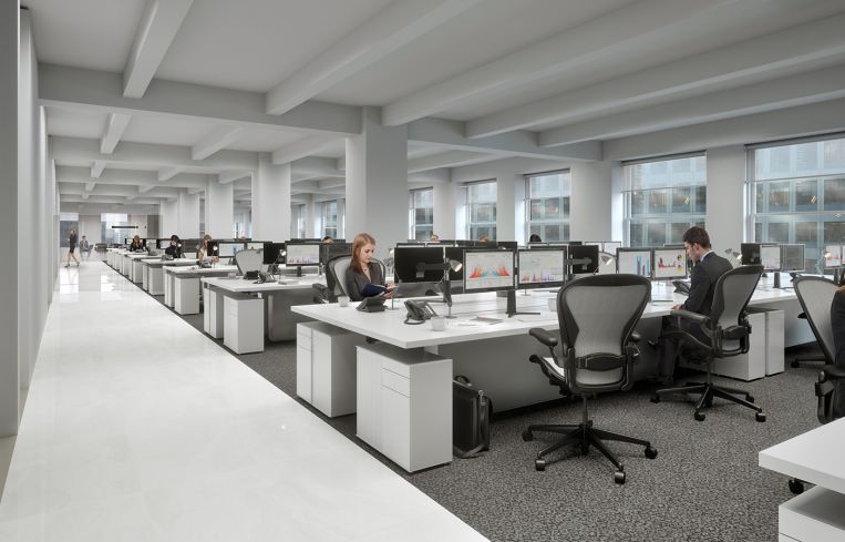 A rendering of an office in a modernized floor in the building (Rendering: Avison Young).