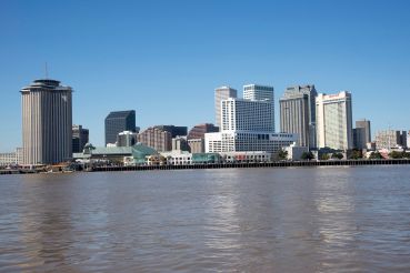 New Orleans skyline from the Mississippi River.