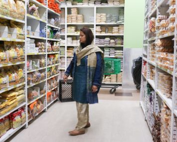 A woman shops in the Patel Brothers Indian supermarket in Jackson Heights, Queens (Photo: Aaron Adler/ For Commercial Observer).