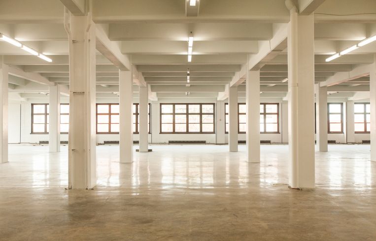 The renovated third floor of 95 Evergreen Avenue. (Photo: Emily Assiran/Commercial Observer).