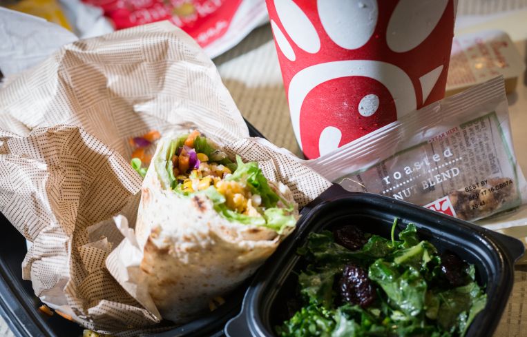 Chick-fil-A wrap and kale salad (Photo: Kaitlyn Flannagan/Commercial Observer).