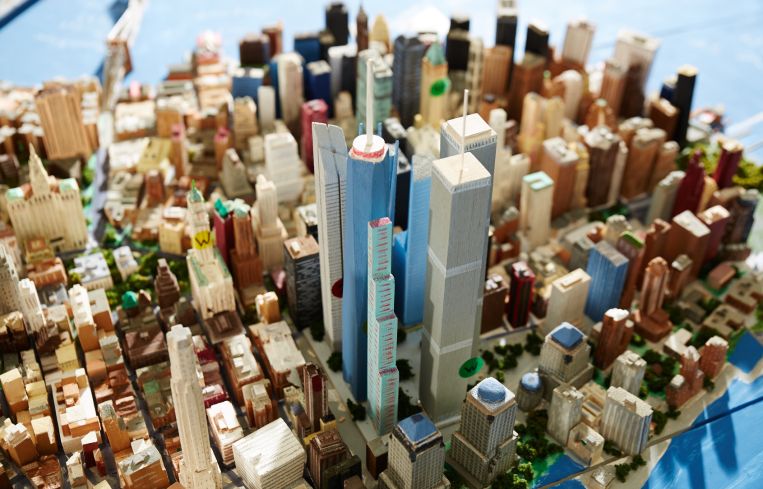 The World Trade Center complex with the new buildings and the Twin Towers (Photo: Yvonne Albinowski/ For Commercial Observer).