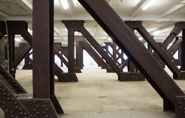 Steel columns in the building were fireproofed and terra-cotta walls covering them were teared down (Photo: Sam Ortiz/ For Commercial Observer).