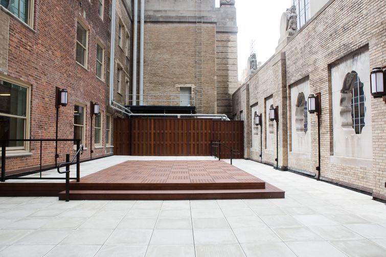 An outdoor terrace on the 10th floor is one of the many unique features of the floor (Photo: Sam Ortiz/ For Commercial Observer). 