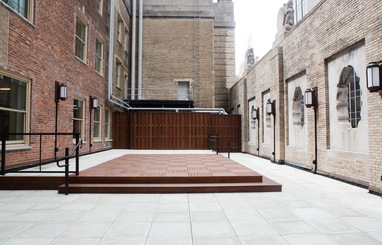 An outdoor terrace on the 10th floor is one of the many unique features of the floor (Photo: Sam Ortiz/ For Commercial Observer).