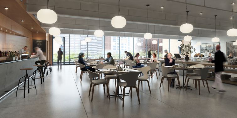 The 7,700-square-foot restaurant will have column-free space  (Rendering: COOKFOX Architects). 