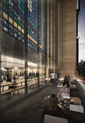 The restaurant will have a 150-square-foot terrace so tenants can dine al-fresco (Rendering: COOKFOX Architects). 