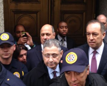Sheldon Silver with his attorneys (Photo: Will Bredderman/ for Observer).