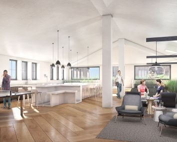 A redesigned penthouse lounge for 311 West 43rd Street. (Rendering:
William Macklowe Company).