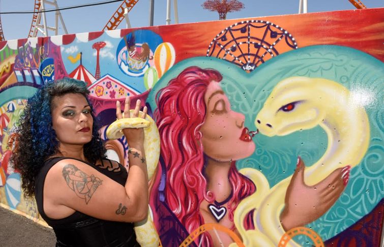 Serpentina, of part of multi-arts center Coney Island USA, was also in attendance at Coney Art Walls (Photo: Thor Equities). 