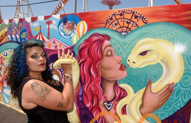 Serpentina, of part of multi-arts center Coney Island USA, was also in attendance at Coney Art Walls (Photo: Thor Equities).